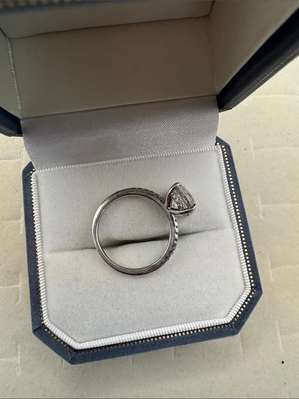 3.0 Carat Cushion Cut Moissanite Ring, D Color VVS1 Clarity, 925 S  size 8